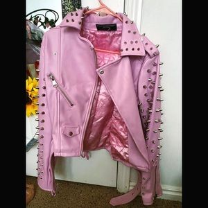 Killstar Pink Studded Leather Jacket 